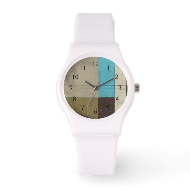 Minimale contemporay-schildering met diepe kleur horloge (Voorkant)