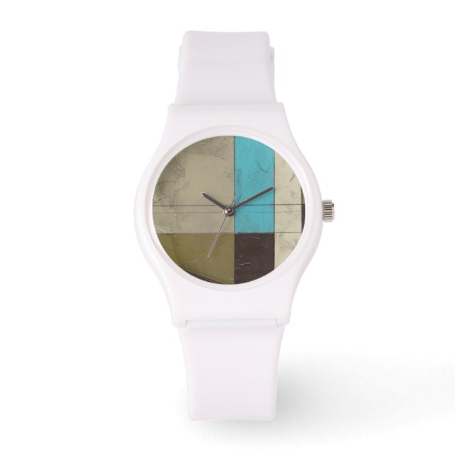 Minimale contemporay-schildering met diepe kleur horloge (Voorkant)