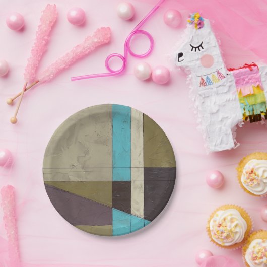 Minimale contemporay-schildering met diepe kleur papieren bordje (Feest)