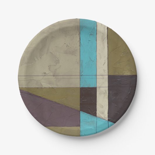 Minimale contemporay-schildering met diepe kleur papieren bordje (Voorkant)