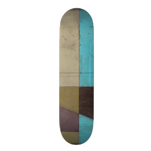 Minimale contemporay-schildering met diepe kleur skateboard