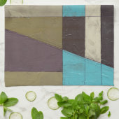 Minimale contemporay-schildering met diepe kleur theedoek (Gevouwen)