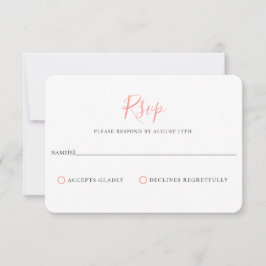 Minimale Coral Pink Wedding RSVP-kaart RSVP Kaartje