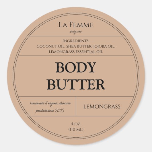 Minimale cosmetische huidbedekking ronde sticker (Voorkant)