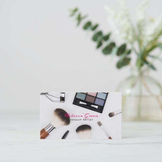 minimale Cosmetoloog borstel stylist make-up kunst Visitekaartje (Staand voorkant)