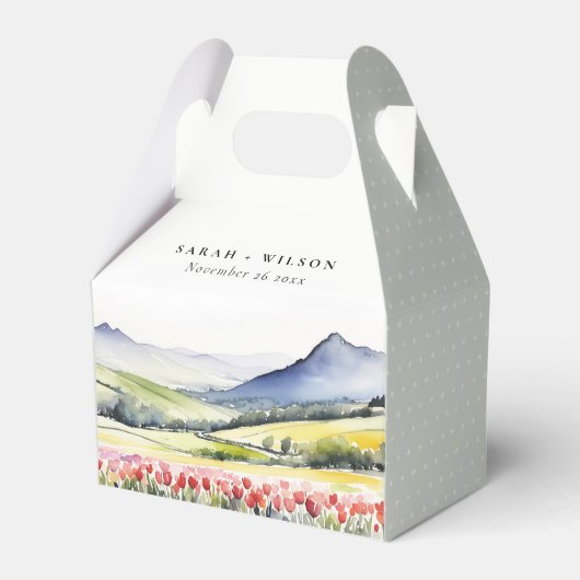 Minimale Country Spring Floral Landschap Trouwen i Bedankdoosjes (Voorkant Zijde)