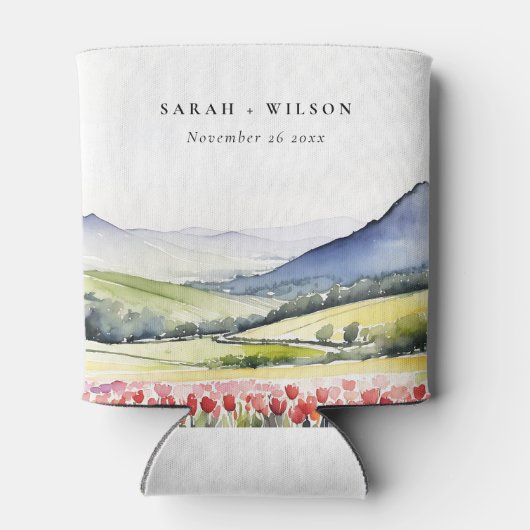 Minimale Country Spring Floral Landschap Trouwen i Blikjeskoeler (Achterkant)