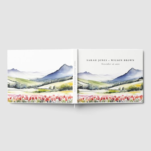 Minimale Country Spring Floral Landschap Trouwen i Gastenboek (Volledig)