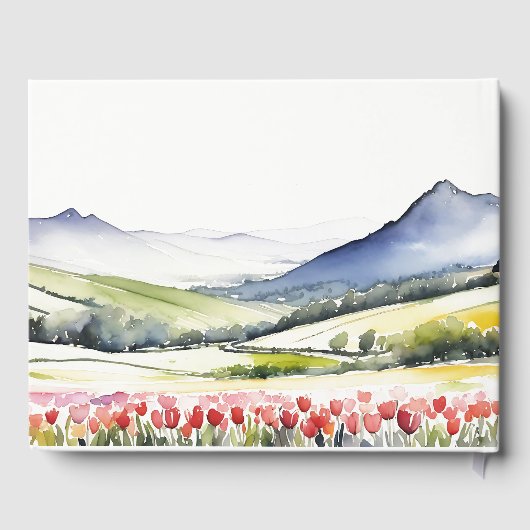 Minimale Country Spring Floral Landschap Trouwen i Gastenboek (Achterkant)
