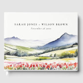 Minimale Country Spring Floral Landschap Trouwen i Gastenboek (Voorkant)