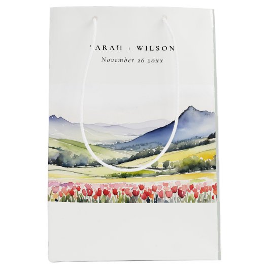 Minimale Country Spring Floral Landschap Trouwen i Medium Cadeauzakje (Voorkant)
