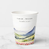 Minimale Country Spring Floral Landschap Trouwen i Papieren Bekers (Achterkant)