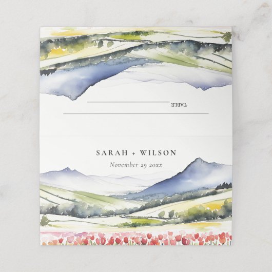 Minimale Country Spring Floral Landschap Trouwen i Plaatskaartje (Buitenkant ongevouwen)