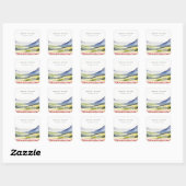Minimale Country Spring Floral Landschap Trouwen i Vierkante Sticker (Vel)