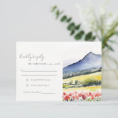 Minimale Country Spring Floral Landschap Trouwen RSVP Kaartje (Staand voorkant)