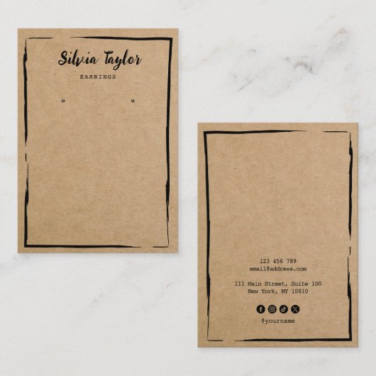 Minimale Craft Paper Oorring lijst Display Toevoeg Visitekaartje (Voorkant / Achterkant)