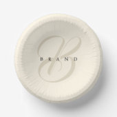 Minimale Cream Beige Elegant Monogram Company Papieren Kommen (Voorkant)