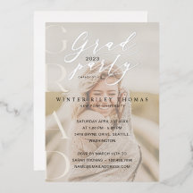 Minimale Cream Photo Afstudeerder Party Modern Cal