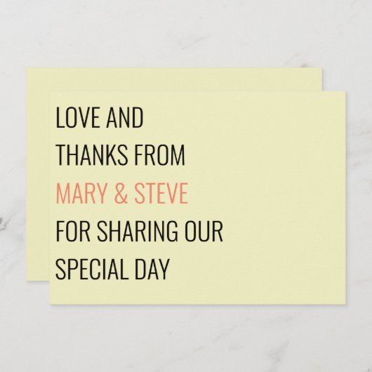 Minimale Cream Simple Big and Bold Wedding Bedankkaart (Voorkant / Achterkant)