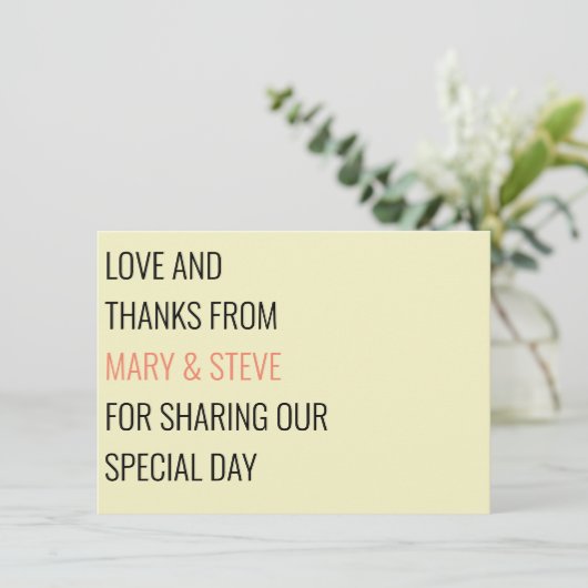 Minimale Cream Simple Big and Bold Wedding Bedankkaart (Staand voorkant)