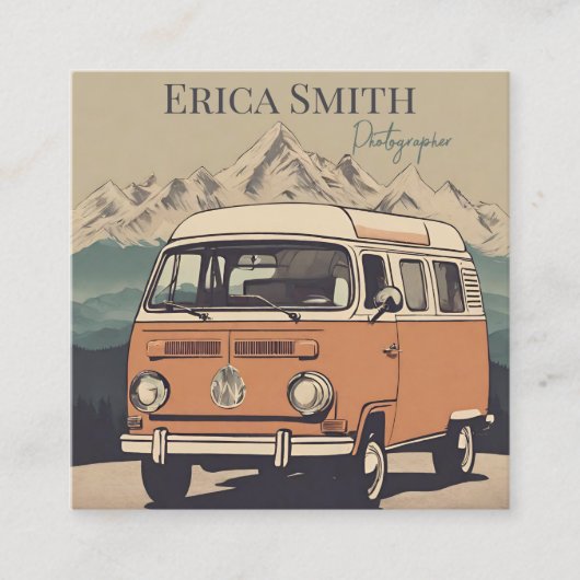 Minimale creatieve retro fotograaf QR-code Vierkante Visitekaartje (Voorkant)