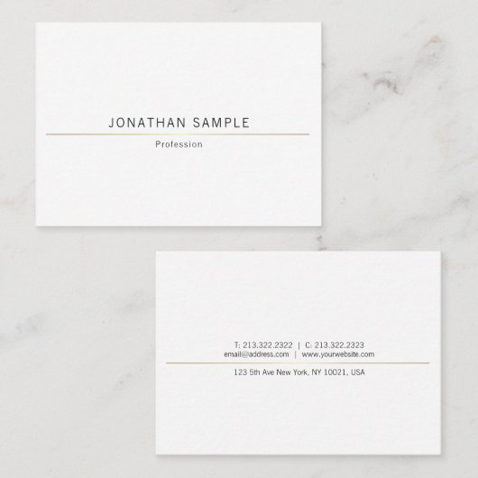 Minimale Creative Design Gold Plain Trendy Visitekaartje (Voorkant / Achterkant)