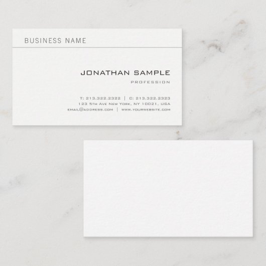 Minimale Creative Professional Modern Plain Chic Visitekaartje (Voorkant / Achterkant)