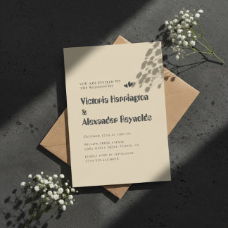 Minimale Crème Typografie Trouwkaart Kaart