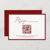Minimale Crimson Red Border QR Code Wedding RSVP Informatiekaartje (Voorkant / Achterkant)
