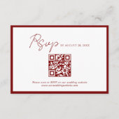 Minimale Crimson Red Border QR Code Wedding RSVP Informatiekaartje (Voorkant)
