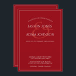 Minimale Crimson Red Script bruiloft uitnodiging<br><div class="desc">Minimale Crimson Red Script Typografie bruiloft uitnodiging. Maak stijlvol indruk op uw bruiloftsgasten met deze trendy crimson rode bruiloft uitnodiging met een prachtig wit script op een crimson rode achtergrond. Deze Uitnodiging heeft een prachtig rood ontwerp, met moderne en minimale vibes, perfect voor uw eenvoudige, trendy, minimalistische bruiloft. De minimale...</div>