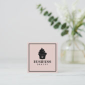 Minimale cupcake Home Bakery Blush Pink Vierkante Visitekaartje (Staand voorkant)