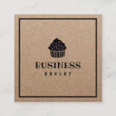 Minimale cupcake Home Bakery Rustic Kraft Vierkante Visitekaartje (Voorkant)