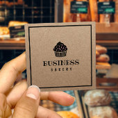 Minimale cupcake Home Bakery Rustic Kraft Vierkante Visitekaartje