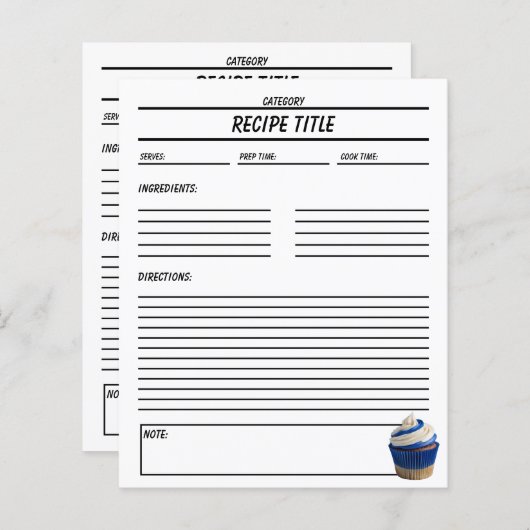 Minimale Cupcake Recept Boek Sjabloon (Voorkant / Achterkant)