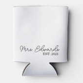 Minimale cursieve Mrs Custom Last Name Wedding Gif Blikjeskoeler (Voorkant)