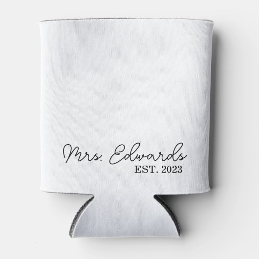 Minimale cursieve Mrs Custom Last Name Wedding Gif Blikjeskoeler (Voorkant)