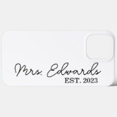 Minimale cursieve Mrs Custom Last Name Wedding Gif Case-Mate iPhone Case (Achterkant (horizontaal))