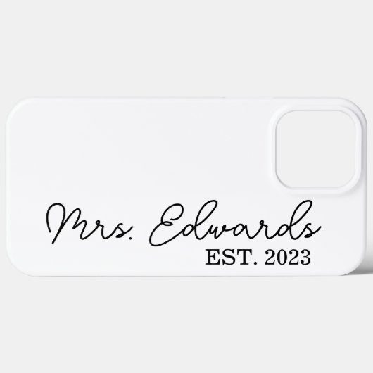 Minimale cursieve Mrs Custom Last Name Wedding Gif Case-Mate iPhone Case (Achterkant (horizontaal))