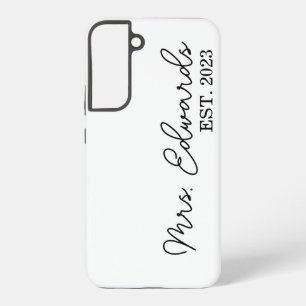 Minimale cursieve Mrs Custom Last Name Wedding Gif Samsung Galaxy Hoesje