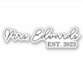 Minimale cursieve Mrs Custom Last Name Wedding Gif Sticker (Voorkant)