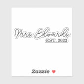 Minimale cursieve Mrs Custom Last Name Wedding Gif Sticker (Vel)