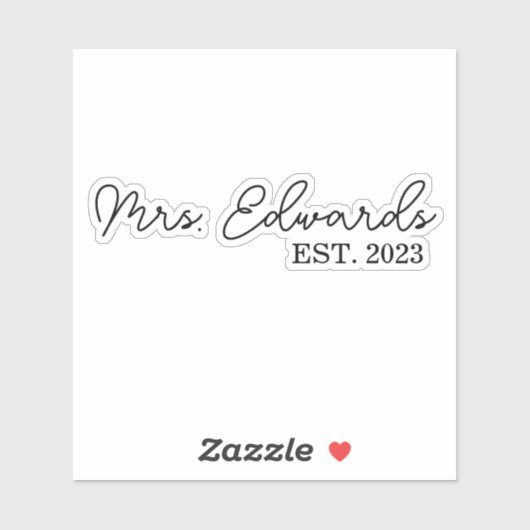 Minimale cursieve Mrs Custom Last Name Wedding Gif Sticker (Vel)