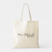 Minimale cursieve Mrs Custom Last Name Wedding Gif Tote Bag (Achterkant)