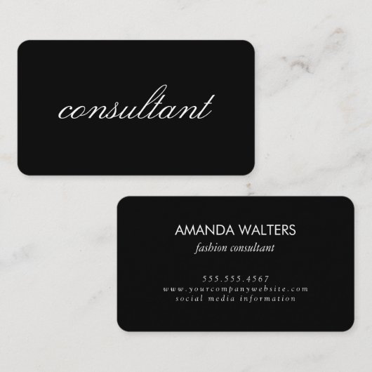 Minimale cursieve tekst | consultant visitekaartje (Voorkant / Achterkant)