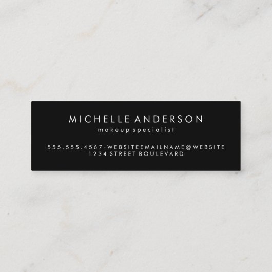 Minimale cursieve tekst | make-up mini visitekaartje (Achterkant)
