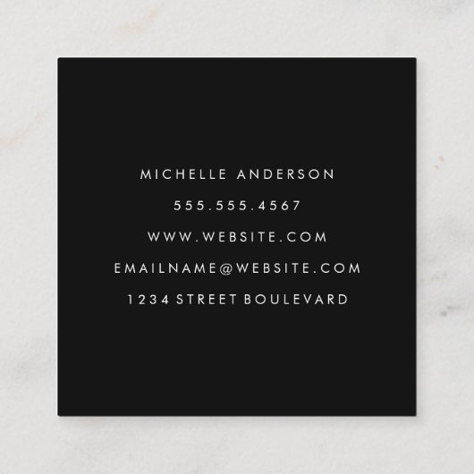 Minimale cursieve tekst vierkante visitekaartje (Achterkant)