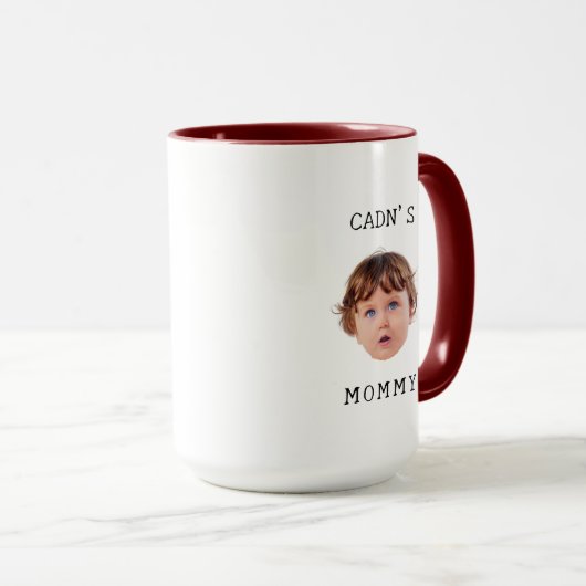 Minimale Custom Baby Gezicht voor Mama Verjaardags Mok (Voorkant rechts)