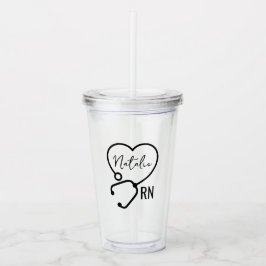 Minimale Custom Nurse Naam Stethoscoop Hart Acryl Drinkbeker