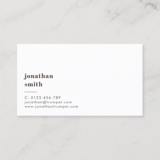 Minimale Custom Photo Professional Muzikant Modern Visitekaartje (Achterkant)